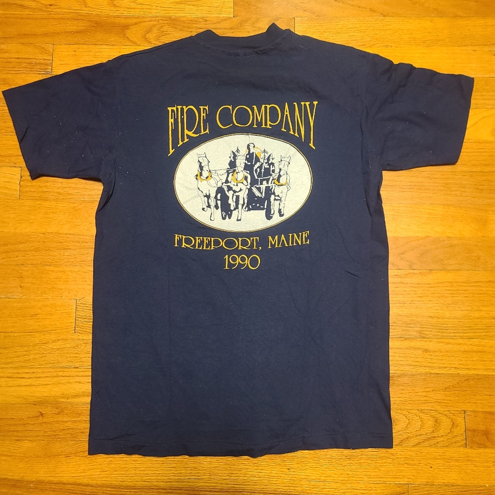 Vintage 1990 Single Stitch Made in USA Fire Company Freeport, Maine Shirt